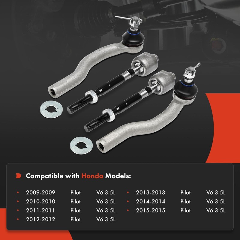 A-Premium Set of 4, Front Inner Outer Tie Rod End