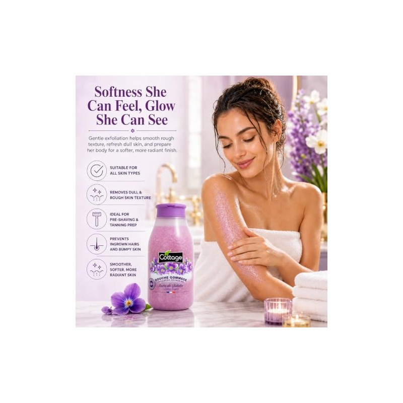 COTTAGE - Shower Scrub Purple Sugar Grains Scrub 100% Natural