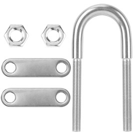 Metal Round U Bolt, Stainless Steel U Shape Bolts Length Steel with Hex Nut, Plate, Washer forr Attaching Piping Conduit Cable Tube Brackets Boat Trailer