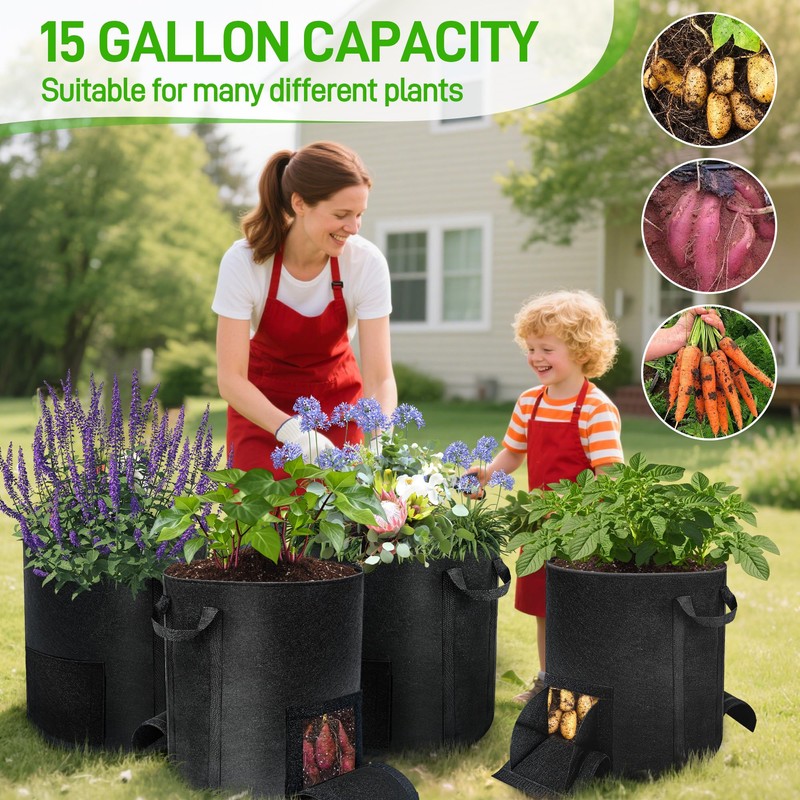 8 Pcs 15 Gallon Potato Grow Bags with Harvest &