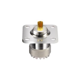 Vecys SO239 Bulkhead Connectors UHF Socket SO-239 Chassis Mount Connector SO239 Solder Connection UHF Female 4 Holes Panel Chassis Mount Flange Soldering Cup Straight Connector Pack of 3