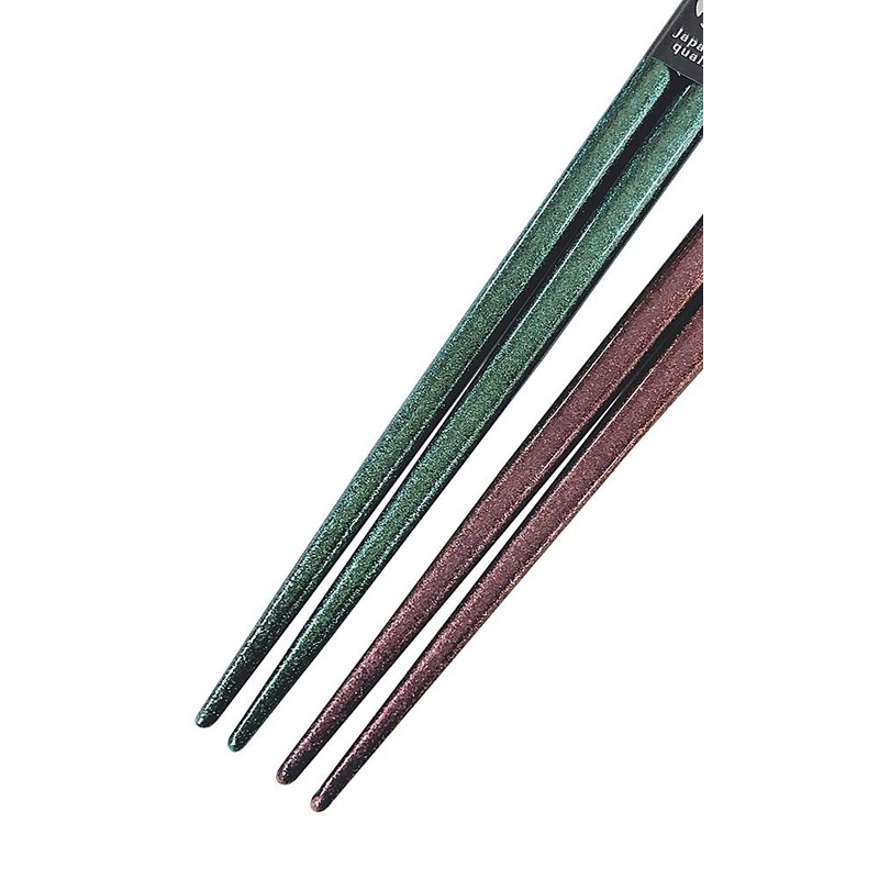 Couples Chopsticks with Silver Cherry Blossoms, Green, Purple, Paulownia Box,