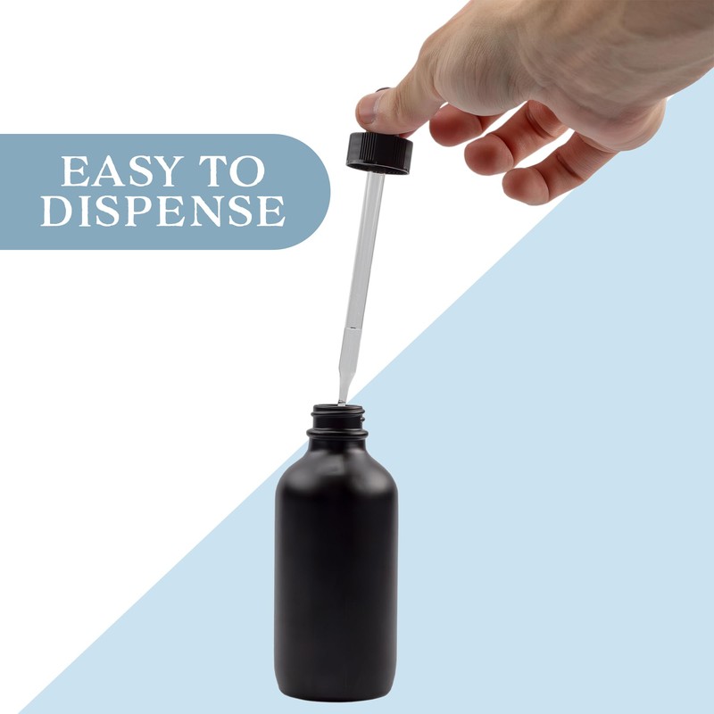 Cornucopia Brands 4oz Black Glass Dropper Bottles (Pack of 6)