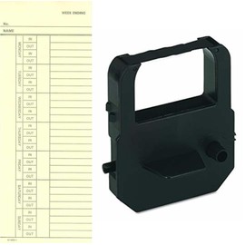 BUNDLE 200 uPunch CR1000 Time Cards (Bi-Weekly, 2-Sided) + 1 uPunch CR1000 Time Clock Ribbon (Black Ink), Compatible by COMPUMATIC