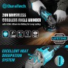 DURATECH 20V 4-1/2" Cordless Brushless Angle Grinder Kit Discs 4.0Ah
