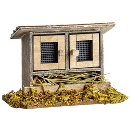 MaMeMi Nativity Scene Rabbit Hutch Made of Wood [Approx. 6 cm High, 8 cm Wide] Nativity Scene Accessories for Nativity Scenes