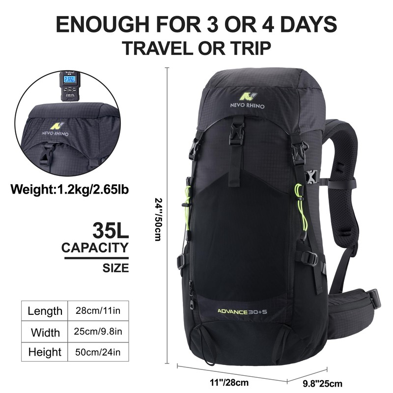 N NEVO RHINO 35L Internal Frame Backpack,Women Men’s Backpacking Backpack