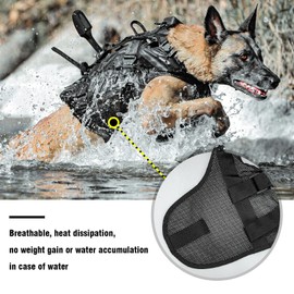 PETAC GEAR Tactical Dog Harness No Pull for Large K9 Working Dogs Military Dogs Vest Police Service Training Dogs Molle Harnesses with Handle (BK, XL)