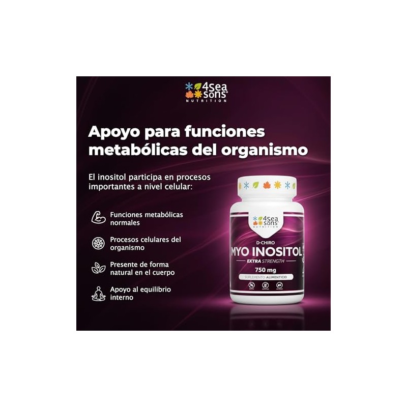 Myo Inositol Chiro 750 120 Cápsulas Veganas Conservadores Gluten Azúcar