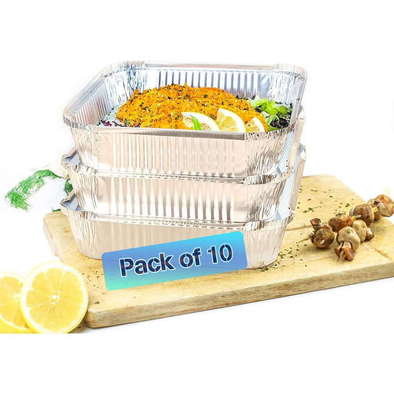 HOMESmith 10 Pack Aluminium Foil Trays with Lids Containers Strong