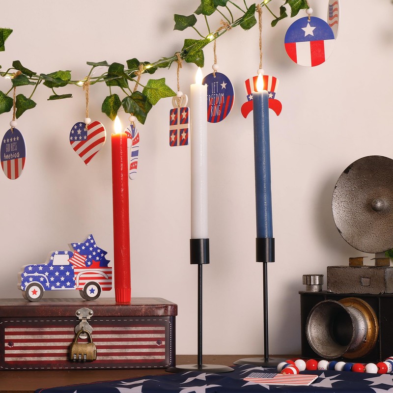 Patriotic Flameless Candles with Remote and Timer, Real Wax Red