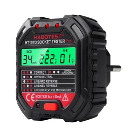 VOBOR Steckdosentester mit RCD-Prüfung und LCD-Voltage-Display, 6 Arten von Fehlerdiagnose, Spannungsprüfer FI Tester mit Kontrollleuchten-Anzeige 90-250V/45-65Hz, CAT ll 300V