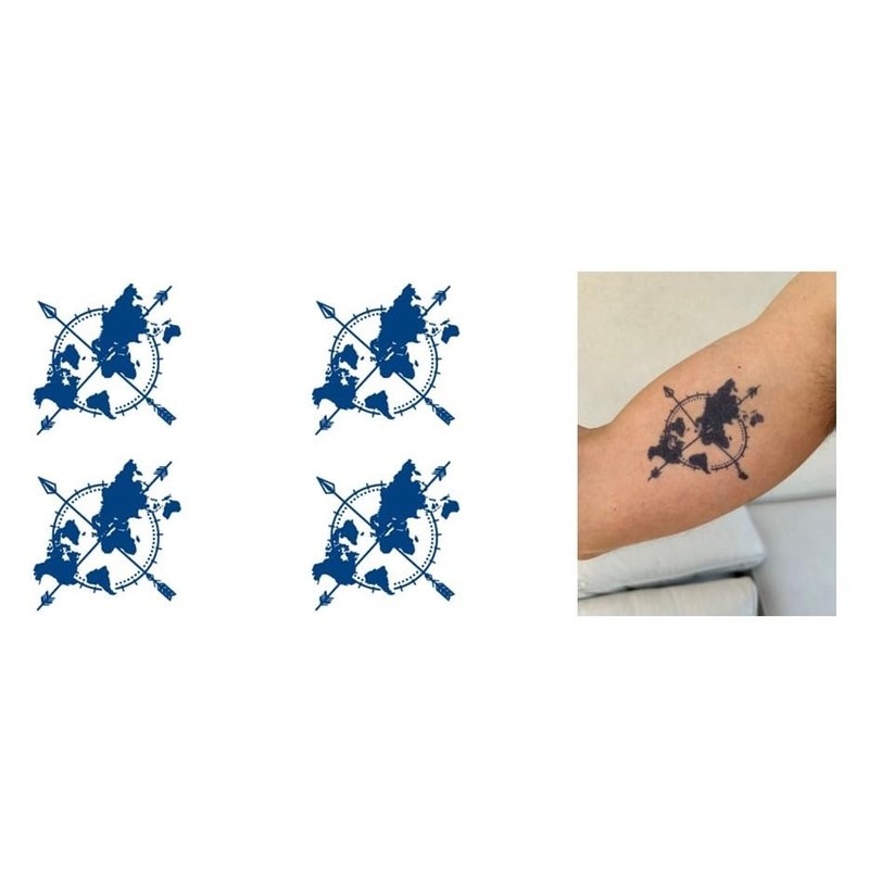 2 Blätter Temporary Welt Tattoo Weltkarte Semi-Permanente Tattoo Langanhaltende Tattoo