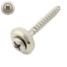 Pack of 100 Plumber Screws with EPDM Sealing Washer - 15 mm - Phillips (POZI) PZ - 4.5 x 50 mm DIN7995 Stainless Steel A2 V2A | SC-Normteile®