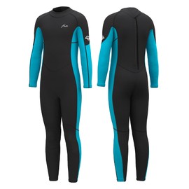 Hevto Wetsuits Kids 3/2mm Neoprene Full Wet Suit Thermal Toddler Boy Youth Girl for Swimming Water Sports (K01-Blue, 3)