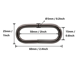 BIKICOCO 2'' Metal Oval Ring Buckle Loops Non Welded for Leather Purse Bags Handbag Straps, Gunmetal - Pack of 10