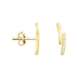 SOFIA MILANI - Women's Earrings 925 Silver with Zirconia Stones - Bow Stud Earrings, Yellow Gold, Cubic Zirconia