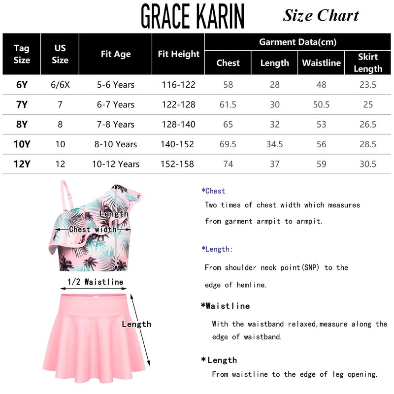 GRACE KARIN Girls' Bikini Set of 3 Adjustable Shoulder Strap
