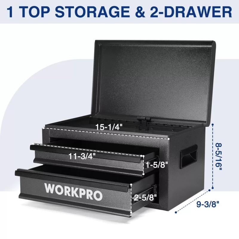 WORKPRO 15" Tool Box Metal Tool Box w/2 Drawer 1