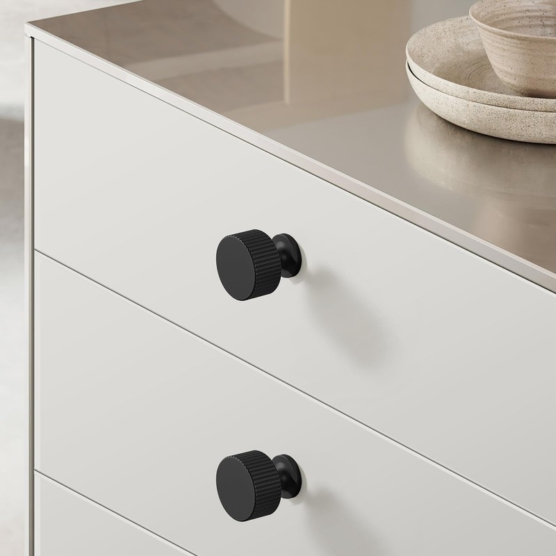 FAPUAL 6 Pack Matte Black Cabinet Knobs for Kitchen Cabinets