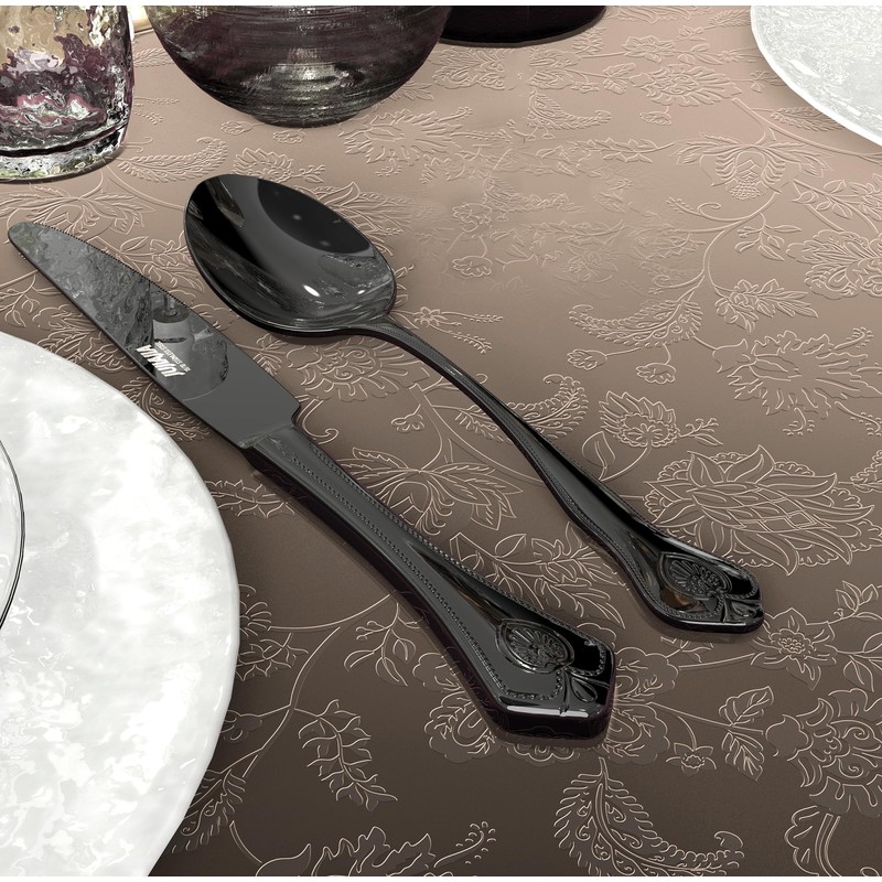 Beaded Edge 20-Piece Black Silverware Set, Mirror Polished Premium Stainless-Steel