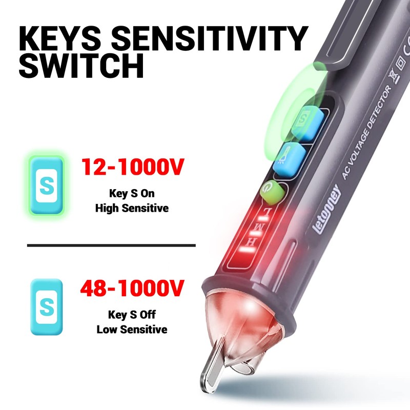 LETONNEY Voltage Tester, Non Contact AC Voltage Tester Pen, Wire