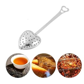 1Pc Silver Tea Strainers for Loose Tea Tea Infuser Heart Shaped Tea Filter Set Long Spoon Kitchen Mugs Diffuser with Handle Infuser Filter Spoon Easy to Use,Tea Filters,Home and Kitchen