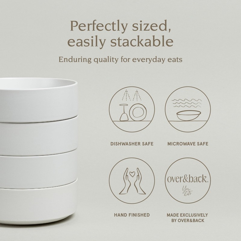 over&back Stackable Cereal Bowl Set - Stoneware Dishes - Comes