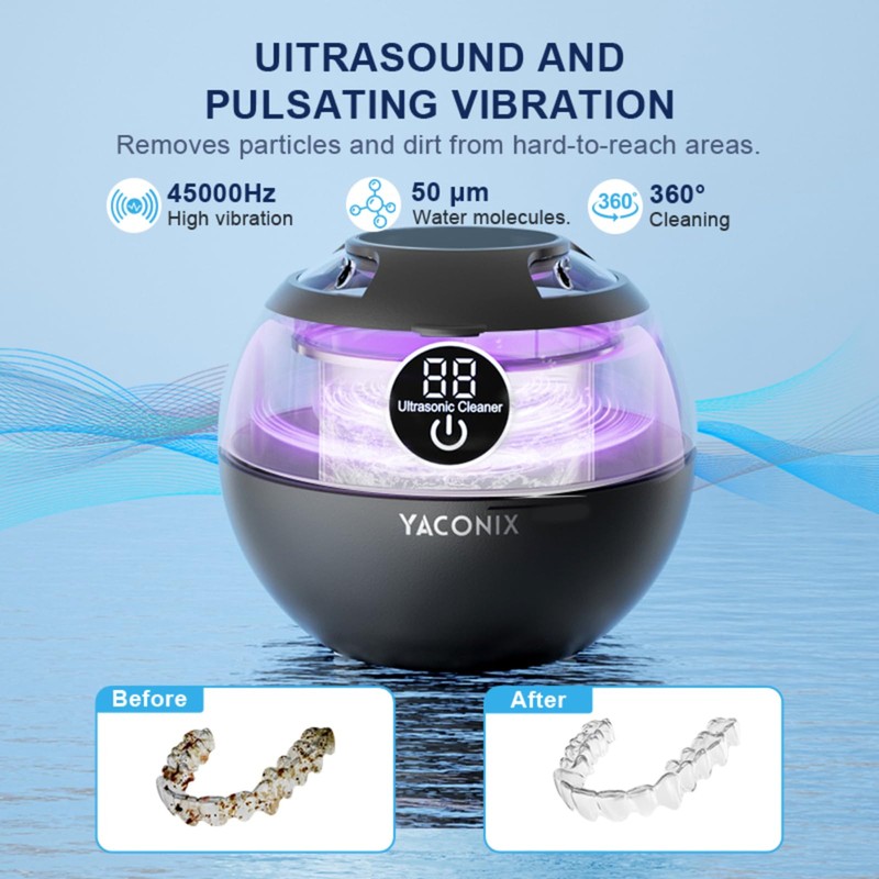 Ultrasonic Retainer Cleaner Machine 45kHz Dental Retainer Cleaner with 3