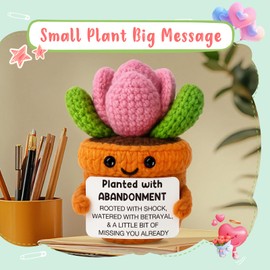 Funny Breakup Gift – Positive Crochet Succulent Plush with Dark Humor Message – Encouraging & Comforting Gift for Divorce, Heartbreak, Betrayal, and Moving On, Emotional Uplifting Support for Women