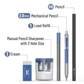 Mr. Pen- Mechanical Pencil Set, 5 pcs, 2.0mm Mechanical Pencil, 2.0mm Lead Refill, HB Pencil, Eraser, Sharpener, Mechanical Drafting Pencil, 2mm Mechanical Pencil for Drawing Mechanical Pencils