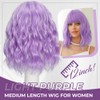 iAelev Light Purple Bob Wig With Bangs 12 Inch Synthetic