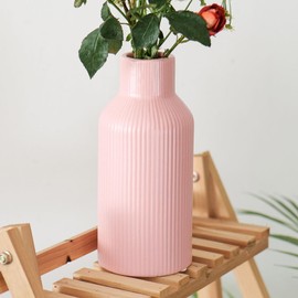 Hanaomaoyi Ceramic Vase, Pampas Grass Small Vase for Decoration, Dining Table, Bookshelf Decoration, Mantle, Entrance Decoration and Centerpieces, Simple Modern, Bohemian Style (Pink)