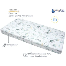 Medi Partners Fitted Sheet 60 x 120 cm 100% Cotton Baby Bed Linen Baby Mattress Sleeping Bag Cot Bed (Ocean)