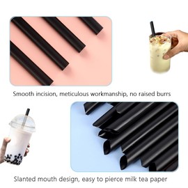 SONGNASS [Individually Wrapped] 100 Pcs Black Straws Jumbo Smoothie Straws Boba Straws,Plastic Milkshake Disposable Wide-mouthed Large Straws (0.43"" Wide X 9.05"" Long), SONGNASS-100