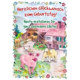 bentino XL Birthday Card with Sound and Touch Function, at the Touch of a Button, You Can Hear the Animal Voices, DIN A4 Set with Envelope, Greeting Card, Farm Card with Sound for Girls and Boys