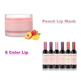 ALIVER Upgrade 6 Shades Lip Tint Set - Super Long-Lasting & High Pigmentation Gloss Lipgloss:_6 Color Lip + Peach Lip Mask *1
