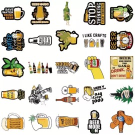 Unbranded 20 Beer Stickers Drinking Cartoon Pint Glass Save Water Drink Vinyl Decal