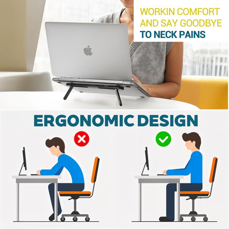MBAIYO Foldable Keyboard Riser Stand, Self-Adjusting Laptop Feet with Dual