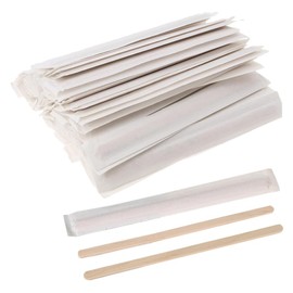 100 Pieces 7" Wooden Coffee Stirrer Individual Wrapped Coffee Stir Sticks Disposable Coffee Stir Sticks Wooden Drink Stirrer Sticks Wooden Stirrers for Coffee Cocktail Milk Beverage