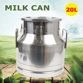 FXEIPOL 20L Milk Bucket Stainless Steel Milk Transport Barrel Milk Storage Container Wine Heavy Duty Milk Bucket Can Large Capacity Milk Can for Milk, Coffee, Wine