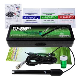 0-14 pH Electrode Probe BNC Connector, 300cm Cable for PH Meter Monitor Controller Test Sensor, Replacement Kit for Aquarium Hydroponics Plant Pool Spa (pH Electrode)