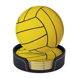 6 Pcs Water Polo Ball Drink Coasters with Holder Coasters for Drinks Coffee Table Home Decor Housewarming Gift