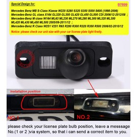 Car Rear View Camera License Plate Backup Camera Parking Camera Waterproof Replacement for MMercedes Benz M-Class W164 W163 1997-2011