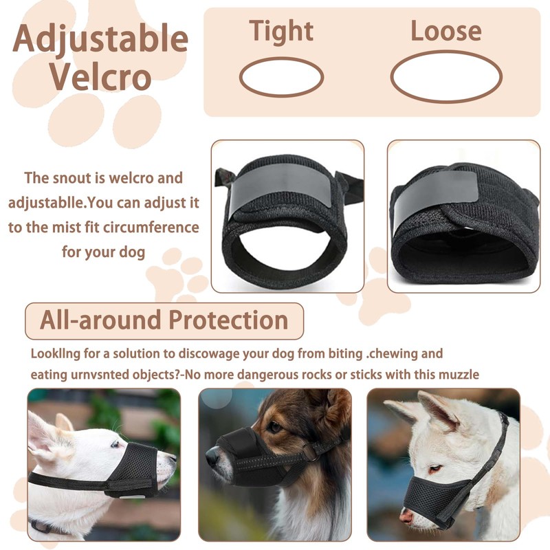 Large Dog Muzzle, Adjustable 22-28cm – Soft & Breathable for