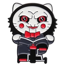 Saw Jigsaw Billy the Puppet Mask Tricycle Horror Movie Cat Kitten Kitty Cute Kawaii 1.2" Enamel Pin Badge