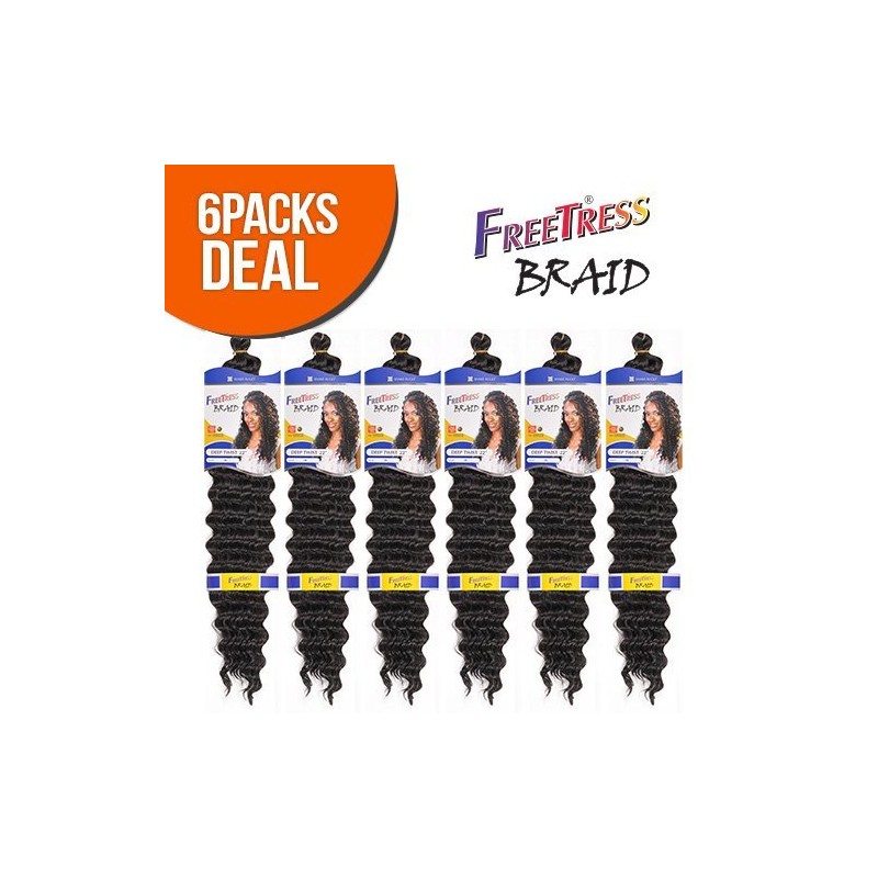 FreeTress Synthetic Hair Braids Deep Twist Bulk 22" (6-Pack, 33)