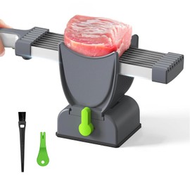 Cyanslen Fresh Meat Slicer, Thickness Adjustable Stainless Steel Kitchen Cleaver Knife Set, Manual Fresh Meat Cutter Jerky Slicer For Beef Pork, Cooking BBQ Hot Pot (Gray)