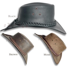 Oztrala Oiled Leather Hat Australian Outback Western Jacaru Cowboy WO HL11 US Brown