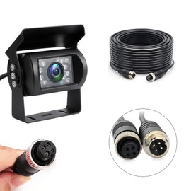 CAMECHO Rückfahrkamera mit 10M Auto Video-Verlängerungskabel 4-Pin Aviation Anschluss, Wasserdichtes Shockproof IR Nachtsicht Weitwinkel Rückfahrkamera für Bus/RV Camper/Truck/Trailer/Van